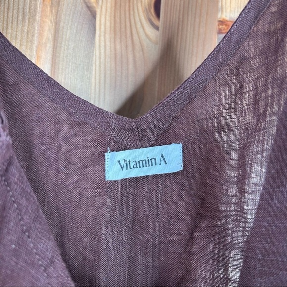 Vitamin A Linen Gigi Romper Women’s Small Brown Sleeveless Resortwear Travel - Picture 6 of 9